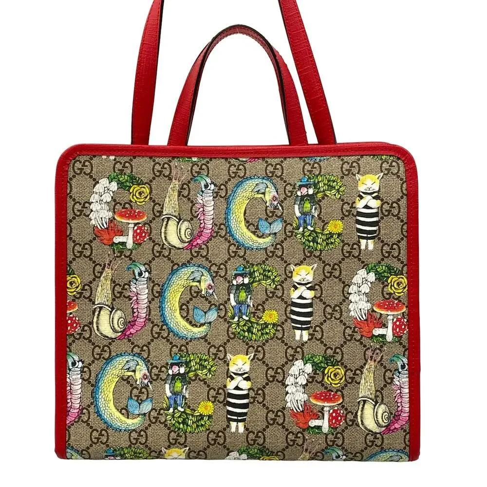 Gucci Children's Yuko Higuchi Tote Bag / GG Supreme Tote Bag 612992 Beige Red